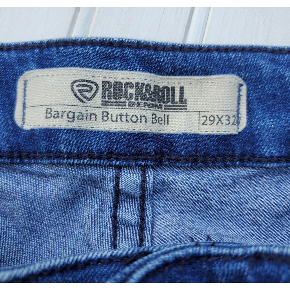 Rock & Roll Denim Ombre Desert Bell Bottom Flare Jeans Blue Cacti Cabin 29x31 - Picture 9 of 10